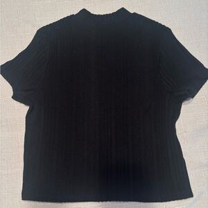 Black Ribbed Mock Neck Top Juniors XXL Short Sleeve Fitted Basic Chic